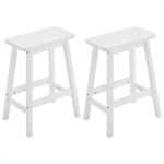 Same Code 38873429 2pcs Pine Wood Saddle Seat Bar Stool White