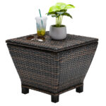 Outdoor PE Wicker Side Table with Storage, Small Patio Storage Bin Container for Hose Cushion Towel, Brown SAME AS 46755449 - Image 19