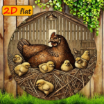 CIFbuy 1pc 2D Flat Round Sign Hen And Chick, "" Design 7.87x, inch Outdoor Decor for Kitchen Study Easter Gift TikTok, ikTok, temu Self-pickup LogiGiics - Image 3