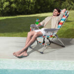 Same Code 14464082 63*70*99cm Heightened Oxford Cloth Silver White Aluminum Tube Bearing 100kg Beach Chair Rainbow Stripes - Image 4
