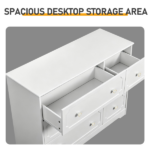 Left 3 Large Drawers + Right 3 Small Drawers MDF Painted Drawer Cabinet 42.52*15.75*32.28in White - Image 6