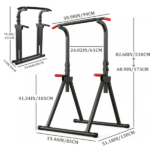 Foldable Pull Up Bar Standing Power Tower - Multi-Function Dip Station, 6-Level Adjustable Height Strength Training Fitness Equipment for Home Gym, 440lbs Max - Image 2