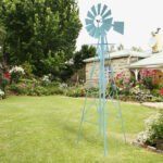 8FT Weather Resistant Yard Garden Windmill Blue - Image 24
