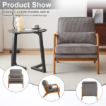 Low Arm Accent Chair - Light Gray Corduroy Upholstered Indoor Lounge Chair, Compact Single Seater with Sturdy Frame (330LBS Weight Capacity) - Image 6