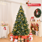 Replace 13564928 7 FT Snow Tipped Artificial Christmas Tree with DIY 150 Warm Lights, Remote Control, 1100 Branch Tips and Sturdy Metal Stand, Green & Snow Tipped - Image 10