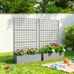Gray 43" x 16" x 70" Galvanized Planter Box – Raised Garden Bed with Trellis for Vines & Climbing Veggies(Only one garden bed) - Image 5
