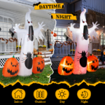 Replace 32359895 11.8 FT Halloween Inflatables Ghost Spider Pumpkin Outdoor Decorations, Scary Halloween Giant Blow up Ghost Decorations for Holiday Party Front Yard Lawn Garden Decor - Image 13