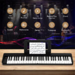 Foldable 61-Key Full-Size Digital Piano, 90.17×17.78×5.08 cm Wireless MIDI Keyboard with 1750mAh Rechargeable Battery, Black - Image 4
