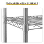 6-layer display rack with adjustable layer spacing, freely combinable and detachable, featuring a row of 6 side hooks, adjustable feet and wheels. Made of iron, 55*30*165cm, powder-coated silver-gray - Image 9