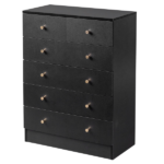 5-Tier 6-Drawer Dresser with Matte Gold Handles Particleboard + Textured Melamine Storage Cabinet 25.98*12.99*35.04in Black - Image 4