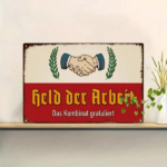 CIFbuy Retro German Slogan Metal Wall Art, Iron Sign With Handshake Pattern & Labor Hero Quote, Quote, 2D Flat Decor For Ho WaikTok, WaikTok, ern & Labor Hero Quote Self-rickup Logiop Hohake Pattern & - Image 6