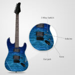 39in Electric Guitar H-H Pickups Trans Blue suit for Heavier Rock - Image 4
