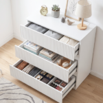 Handleless Grille-Finished 3-Drawer Bedside Table P2 Particleboard + MDF & Melamine Veneer + Thermoformed Drawer Dresser 23.62*12.99*22.05in White - Image 18