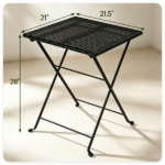 3 Piece Folding PE Rattan Bistro Set, Black Wicker Patio Dining Set with 1 Coffee Table & 2 Ergonomic Chairs, Foldable Outdoor Furniture for Garden Backyard Poolside - Image 7