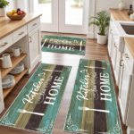 Boho Kitchen Rug Sets 3 Pieces, Washable Kitchen Mats for Floor, Non Slip Soft Kitchen Area Rug Floor Mat for Kitchen, Laundry Room and Hallway (Teal, 20''x32''+20''x48''+20''x60'') - Image 3