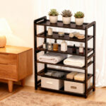 26.8*9.84*35.4in 6-Tier Flat Bamboo Shoe Rack, Coffee Color - Image 14