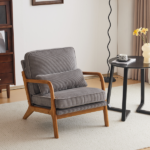 Low Arm Accent Chair - Light Gray Corduroy Upholstered Indoor Lounge Chair, Compact Single Seater with Sturdy Frame (330LBS Weight Capacity) - Image 23