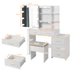 Old Code 36347634 Particleboard Triamine Veneer 5 Pumps 2 Shelves Mirror Cabinet Three Dimming Light Bulb Dressing Table Set White - Image 4