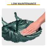 50*36*81cm Dark Green Resin Bird Bath With Shell Edge & 1.4W Solar Fountain - Image 5