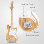 [Do Not Sell on Amazon] 4 String 30in Short Scale Thin Body GB Electric Bass Guitar with Bag Strap Connector Wrench Tool Burlywood - Image 3
