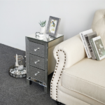 3-Drawer Mirrored Bedside Table MDF Cabinet with Mirrored Drawers Silver - Image 21