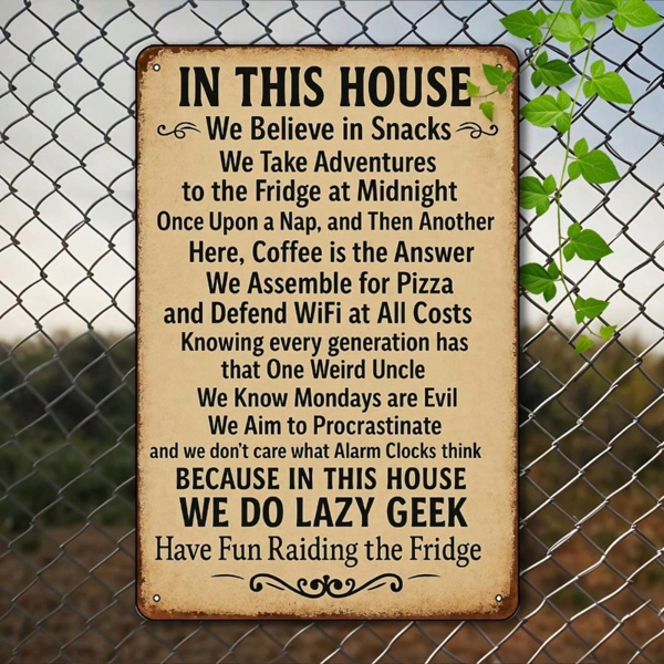 CIFbuy Funny Home Metal Sign IN THIS HOUSE 8x" Inch Vintage Tin Wall Decor, Rustproof 2D Flat Plaque For Indoor Outdoor HOUSE 8x12 InchikTok, HOUSE 8x12 InchikTok, t Self-pickup Logiopics