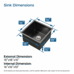 Stainless Steel Kitchen Sink, 18″x18″ Single Bowl, Undermount HandmadeSink in Black, with US Standard Drain and Hook[Unable ship on weekends, TK/TEMU only for pickup, only TX10643 warehouse supports GOFO] - Image 5