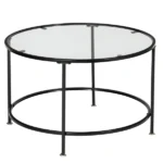 Same Code 13962533 Artisasset 2 Layers 5mm Thick Tempered Glass Countertops Round Wrought Iron Coffee Table Black - Image 7