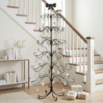 6ft Black PVC Metal Artificial Christmas Tree with Bow Topper, No Extra Ornaments, Daily Decor Tree - Image 10