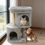 26" Compact Cat Tree with 2 Condos & Sisal Scratching Posts, Anti-Tip Cat Tower for Small Spaces - Image 2