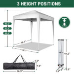 6.5x6.5ft Pop Up Canopy Tent, Outdoor Tent Canopy Foldable Portable Canopies for Camping, Patio, Easy Up Gazebo Canopy with Carry Bag, White - Image 16