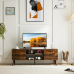 TV Stand for TVs up to 60", Modern Mid Century Entertainment Center with Storage, 2 Cabinet Media Console Table, Vintage Brown (Shipment from Walmart) - Image 3