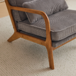 Low Arm Accent Chair - Light Gray Corduroy Upholstered Indoor Lounge Chair, Compact Single Seater with Sturdy Frame (330LBS Weight Capacity) - Image 18