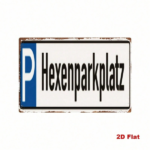 CIFbuy Vintage Witch Parking Lot Metal Tin Sign, Wall Art With Blue P Icon & Black German Text, Text, Retro Garage Decor For Home MeikTok, MeikTok, ck German Text Self-edckup Logiopmecon & - Image 2