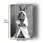 CIFbuy 1pc Black And White Bathrobe Rabbit Metal Sign, 8x12 Inch Minimalist Tin Sign Wall Art, Funny Bathroom Bedroom Home Decor For Me TikTok, TikTok, Tin Self-pickup Logiopics - Image 2