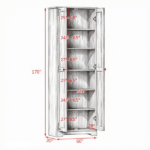 Distressed Gray 67" Tall Farmhouse Food Pantry – Freestanding Cabinet with Multi-Level Adjustable Shelves - Image 3
