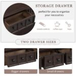 Rustic Entryway Console Table, 60" Long Sofa Table with two Different Size Drawers and Bottom Shelf for Storage (Espresso) - Image 7