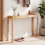 48" Solid Wood Leg Console Table, Narrow Farmhouse Entryway Table for Hallway & Sofa - Natural - Image 6