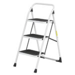 Home Use 3-Step Short Handrail Iron Ladder Black & White - Image 5
