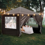 Same Code 00418742 10×10ft Black Outdoor Canopy Gazebo with 4 Removable Side Panels, 2 Zipper Doors and 2 Mesh Windows, Heavy Duty PE Cloth, Powder Coated Iron Pipes for Backyard Party Camping - Image 18