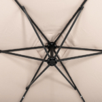 10FT Round Banana Hanging Patio Umbrella with 18 LED Lights, 6 Iron Ribs, Iron Straight & Curved Pole, Waterproof Polyester Canopy, with Stand Sleeve and Cross Base, Khaki - Image 13