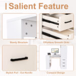 White Computer Desk with 4-in-1 Socket, the Desk with 3 Slide Drawers and 4 Storage Levels, the Wooden Desk is Suitable for a Variety of Places - Image 4