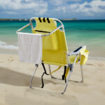 63*70*99cm Heightened Oxford Cloth Silver White Aluminum Tube Bearing 100kg Beach Chair Yellow - Image 11