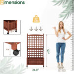 Wooden Planter with Trellis, 50" Tall Elevated Garden Bed Outdoor with Wheels, Freestanding Planter Box with Drainage Holes for Flower, Vegetable, Fruit, Herb in Garden, Patio, Balcony - Image 9