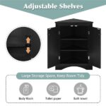 Black Triangle Bathroom Storage Cabinet with Adjustable Shelves, Freestanding Floor Cabinet for Home Kitchen - Image 17
