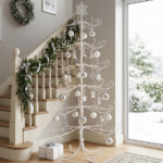 6ft White PVC Metal Artificial Christmas Tree with Snowflake Topper, No Extra Ornaments, Daily Decor Tree - Image 7