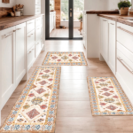 Boho Kitchen Rug Sets 3 Piece with Runner Non Slip Kitchen Rugs and Mats Washable Kitchen Mats for Floor Thick Kitchen Floor Mat Carpet Runner Rugs for Hallway Laundry Holiday Decor