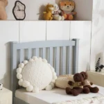 Twin Single-Layer Wooden Bed Vertical Decorative Strips Curved Headboard and Footboard Bed Frame Painted Pine Bed Frame 79.33*42.52*38.98in Grey - Image 14