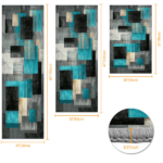 Three-piece kitchen rug set, non-slip and washable, abstract pattern kitchen hallway rug, soft and comfortable, suitable for sinks, floors, entrances, hallways and bathrooms. - Image 6