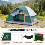 4 Person Waterproof Camping Tent with Rainfly, Easy Setup Dome Tent with Mesh Windows & Skylights, Lightweight Portable Tent for Outdoor Camping, Festivals & Backyard, Green (Shipment from Walmart) - Image 4